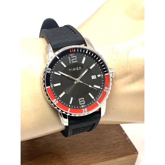 Timex Men's Watch TW2W60600 Quartz Black Dial Date Coke Bezel Rubber Strap 41mm - Picture 12 of 15